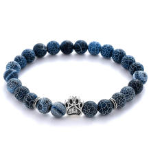 Baixo Moq pronto para enviar Buddha Bear pegada pulseira de talão de pedra natural Yiwu fabricante